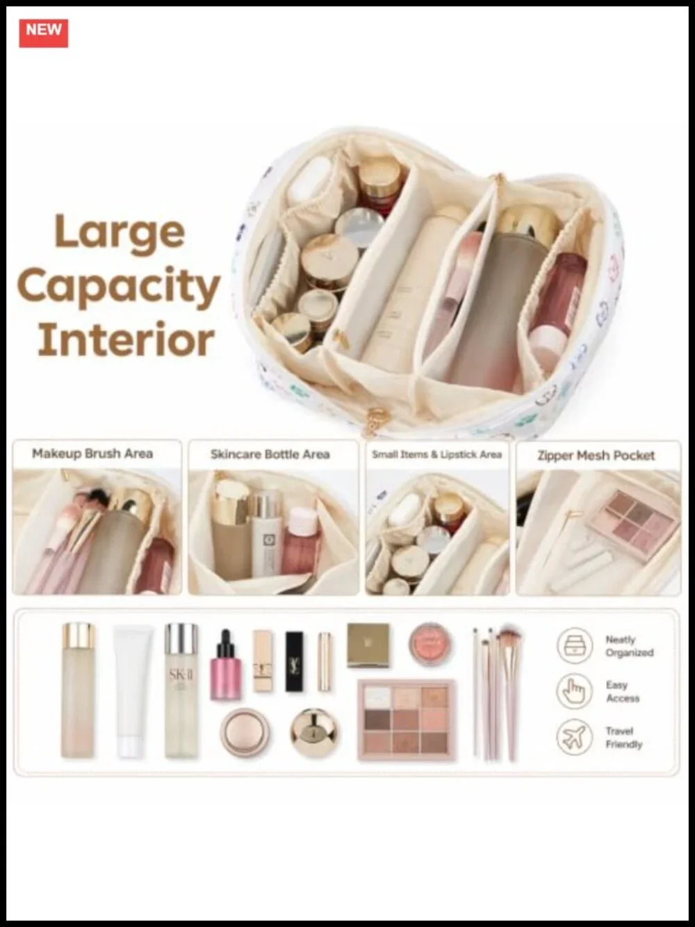 Puffer Cosmetic Bag for Women Waterproof Padded Makeup Case Organizer Toiletry